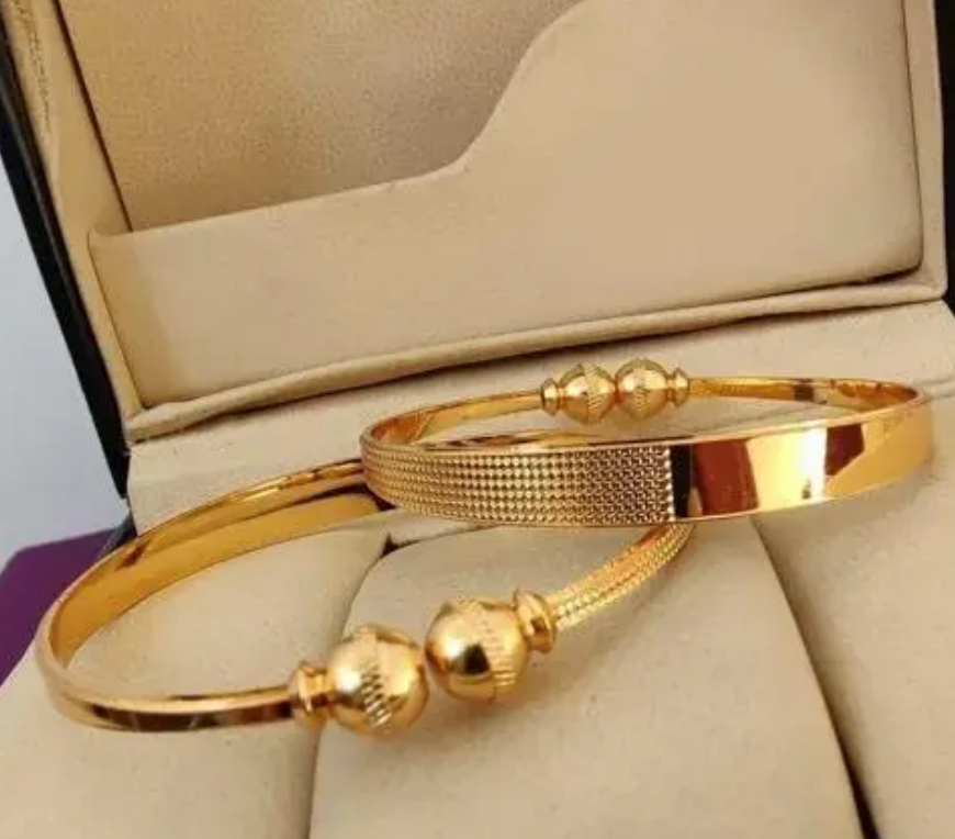 Golden Stone Beads Adjustable Women Bangles